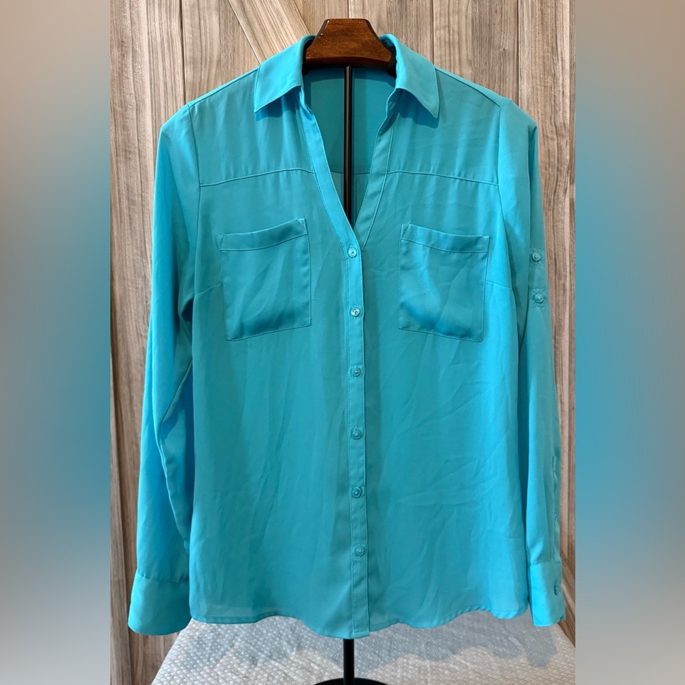 Express Turquoise Portofino Style Blouse - Size Small